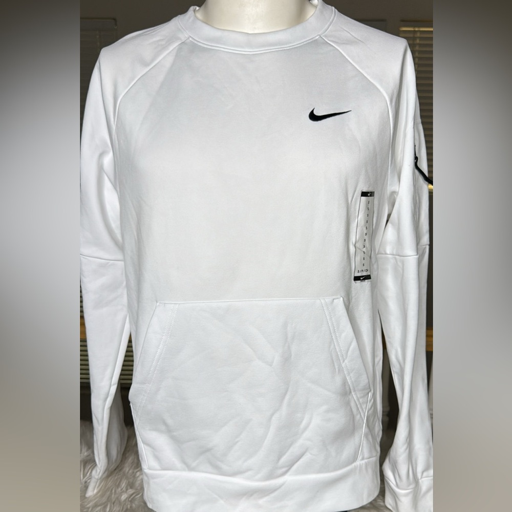 Nike Therma-Fit White Sweatshirt with Black Swoosh